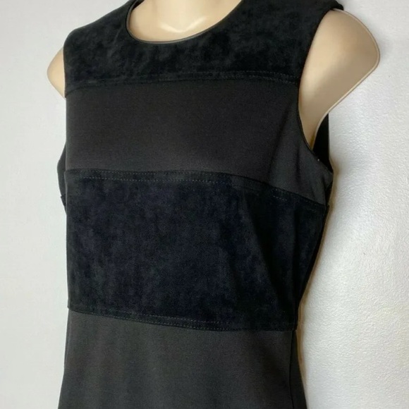 Calvin Klein Black Sleeveless Suede Stripes Sheath Dress Sz.10 originally $169 - Picture 7 of 8